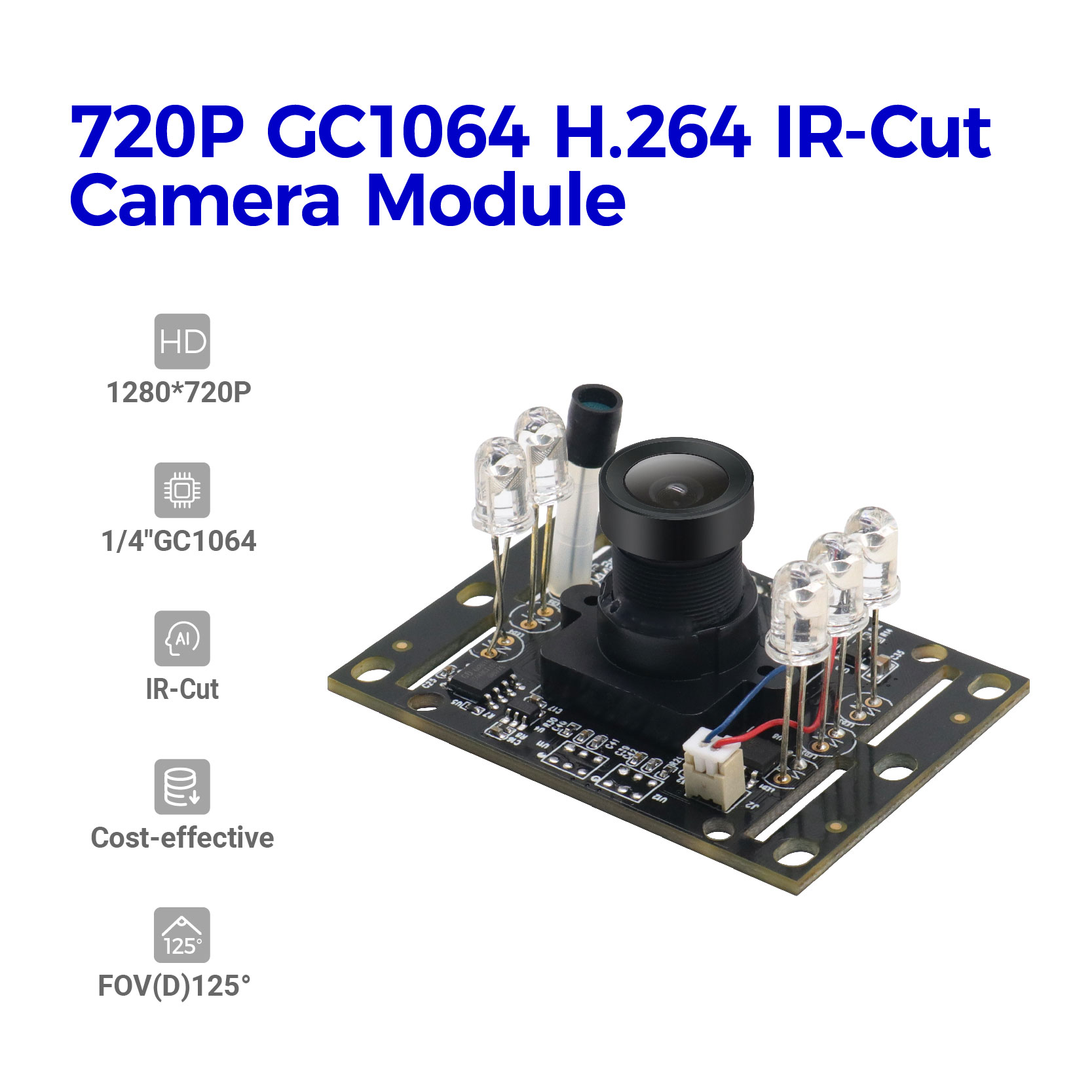 Modul Kamera Penglihatan Siang&Malam 720P H.264