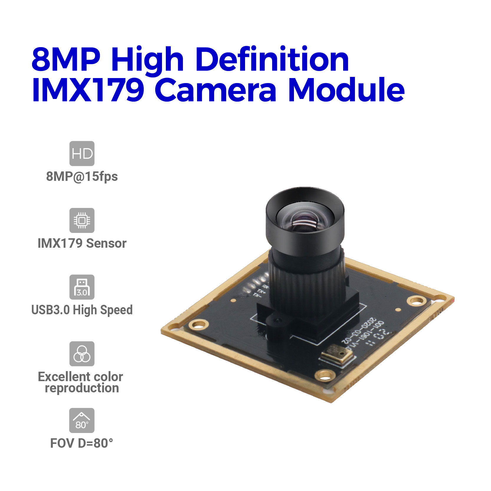 Mô-đun máy ảnh 8MP IMX179 USB3.0