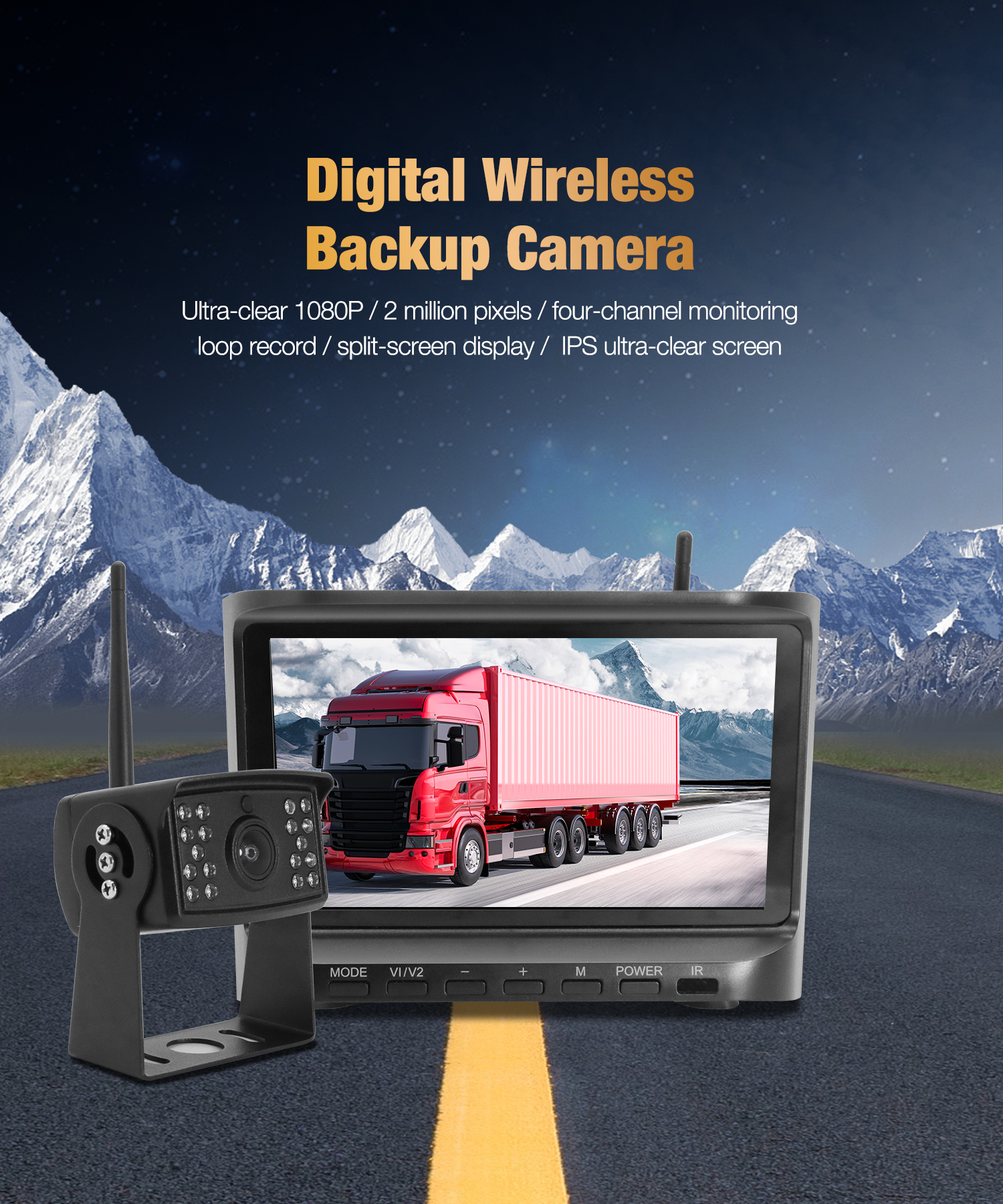 กล้องไร้สาย Dashcam ด้านหน้าและด้านหลัง 2.4G