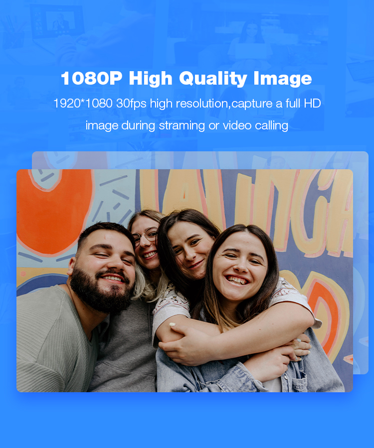 מצלמת אינטרנט 1080P AF עם אור טבעת ומיקרופון