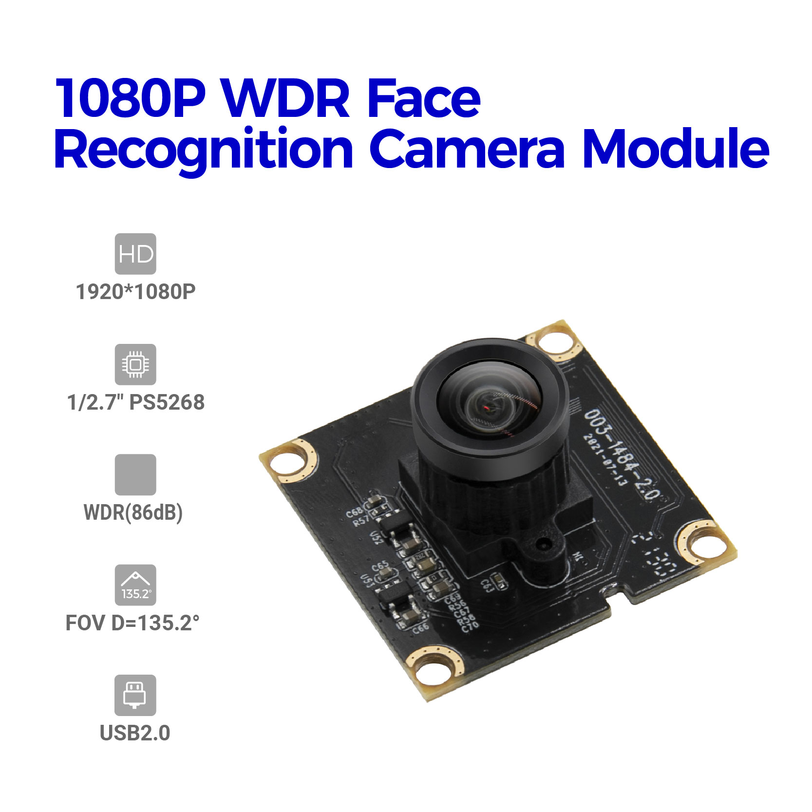 2MP PS5268 WDR դեմքի ճանաչման տեսախցիկի մոդուլ